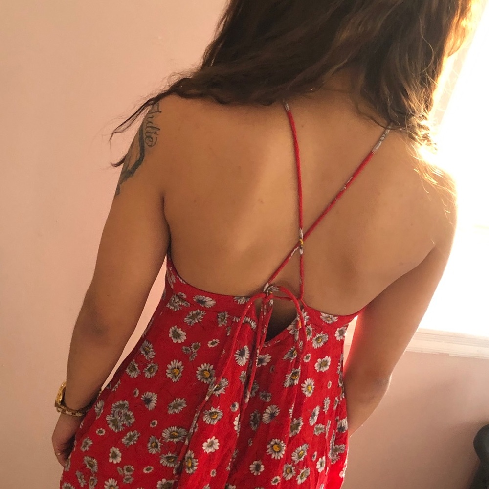 red floral sundress